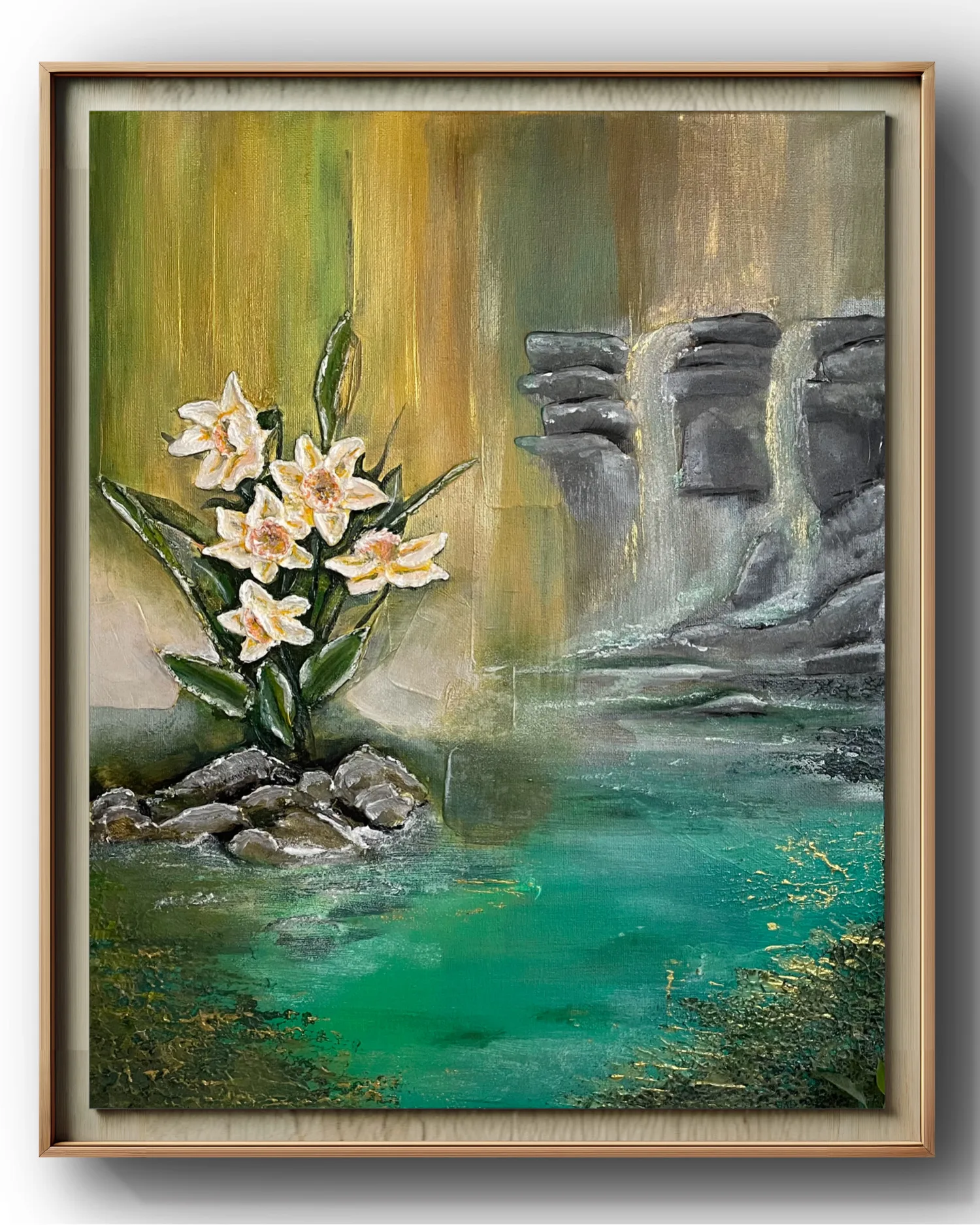 Daffodils floral painting by Nini Mzhavia